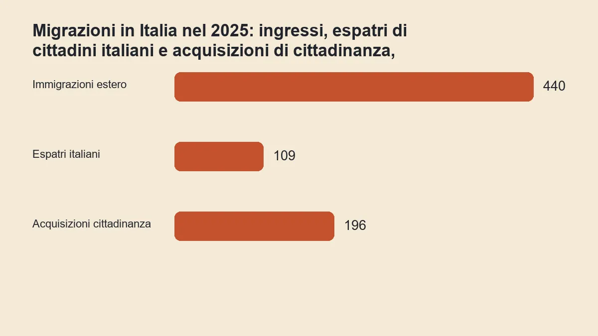 Immigrazioni, espatri italiani e acquisizioni di cittadinanza in Italia nel 2025, migliaia di persone